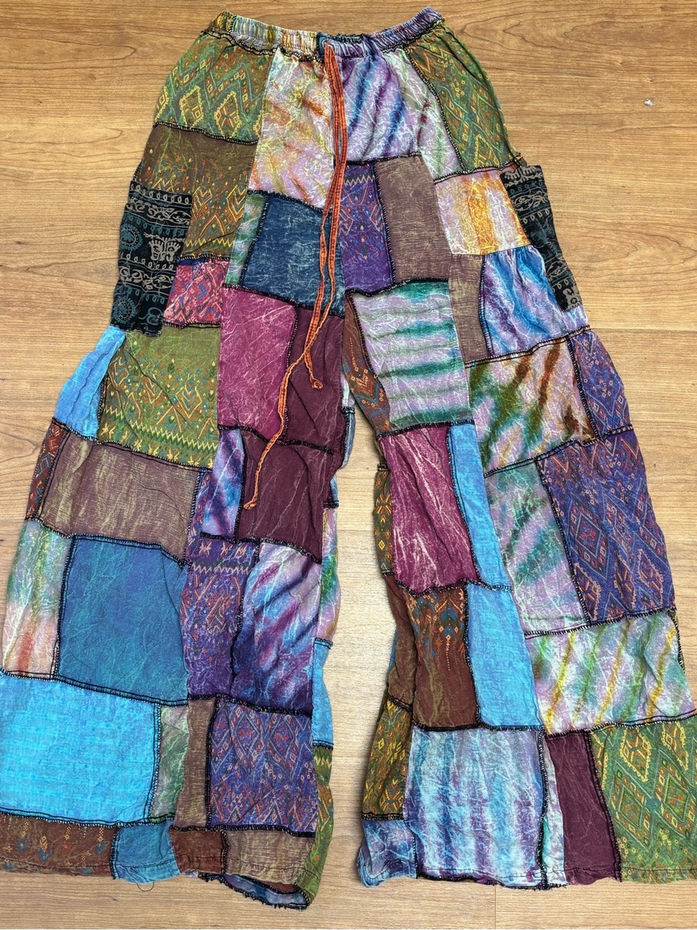 Handmade Bohemian Patchwork Wide Leg Pants